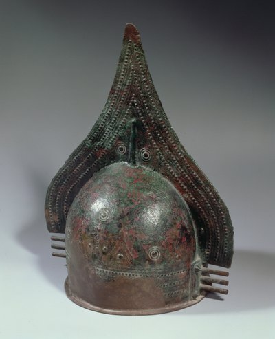 Capacete de Bronze, período Villanovan, 2ª metade do século VIII a.C. (bronze) de School Italian