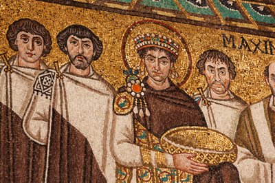 Imperador Justiniano I (mosaico) de School Italian