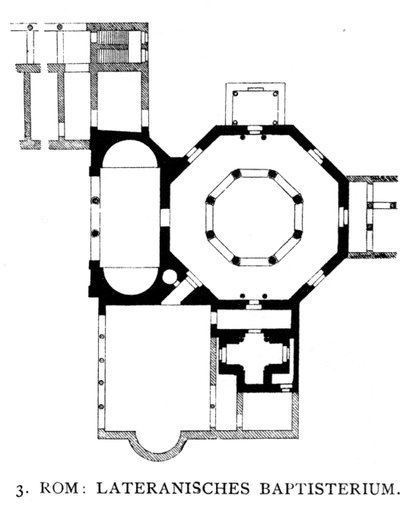 Planta do Lateran Baptistery, Roma (litho) de School Italian