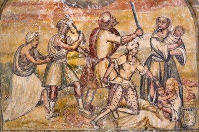 Fresco na Igreja de Santa Maria della Palomba de School Italian