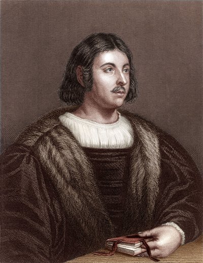 Giovanni Boccaccio (gravura a cores) de School Italian