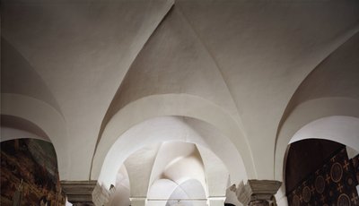 Vista interior da casa capitular, século V de School Italian