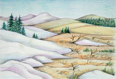 Pré-história - Quaternário - reconstrução do ambiente natural (cor litho) de School Italian