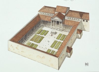 Fórum Reconstruído construído por Titus Flavius Vespasianus (cor litho) de School Italian