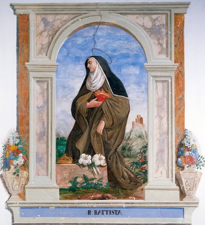 Representação de Camilla Battista da Varano (1458-1524) Afresco anônimo. Camerino, Mosteiro de Santa Chiara, Itália de School Italian
