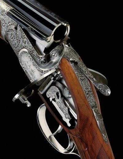Torcoli e Ferrante-gravado 12-bore &39;gullwing&39; sidelock ejetor gun por Flli. Bertuzzi (madeira e metal) (ver também 1109026-8) de School Italian