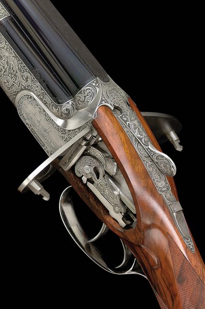 Torcoli e Ferrante-gravado 12-bore &39;gullwing&39; sidelock ejetor gun por Flli. Bertuzzi (madeira e metal) (ver também 1109026-7) de School Italian