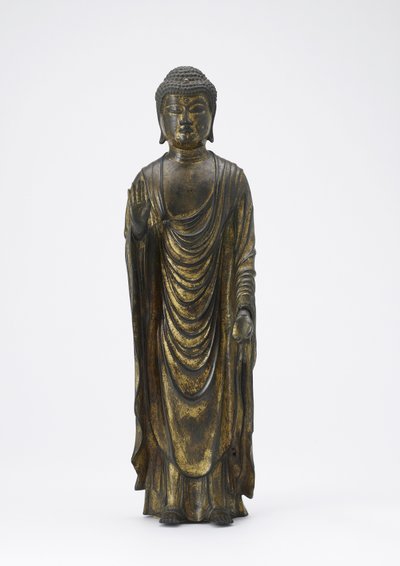 Buda Amitabha (Amida) o Buda da Luz Infinita, período Kamakura (bronze dourado) de Japanese School