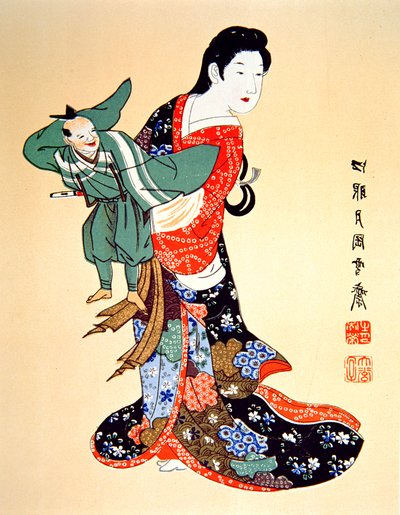Cultura do Velho Japão - um marionetista Bunraku de School Japanese