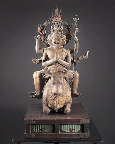 Daiitoku Myoo, período Kamakura, c.1251-99 (madeira, metal, folha de ouro e pigmento) de Japanese School