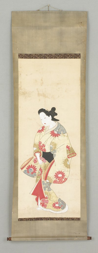 Figura Feminina em Bata Floral de Japanese School