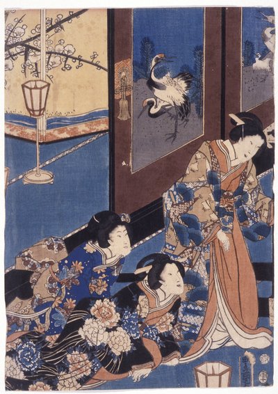 Furyu Azuma Genji (xilogravura colorida) de School Japanese