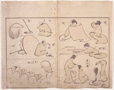 Figura Hokusai (xilogravura colorida) de School Japanese