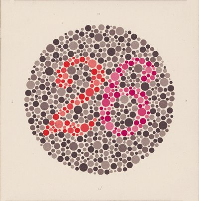 Teste de cor de Ishihara para detetar o daltonismo. (litografia a cores) de School Japanese