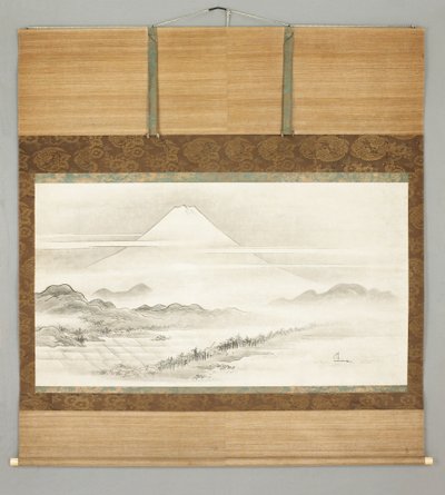 Kakemono, paisagem do Monte Fuji de Japanese School