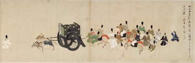 Illustrated Tale of the Civil War, The Imperial Visit to Rokuhara (Illustrated Tale of The Civil War, The Imperial Visit to Rokuhara) - Trabalho anônimo, aquarela e tinta sobre papel, quinto rolo de School Japanese