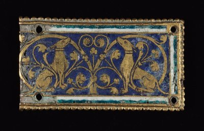 Placa, provavelmente de um Santuário Relíquio, c.1200-1250 (cobre dourado, esmalte champlevé) de School Mosan