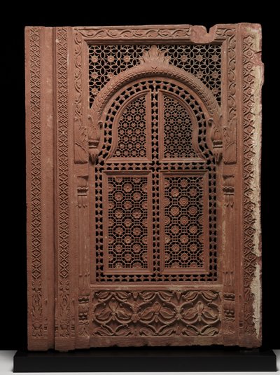 Par de telas Jali, século XVIII (arenito) de School Mughal