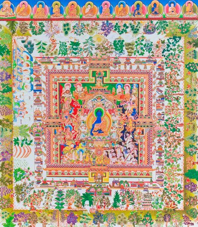 Medicine Buddha Mandala, Nepal (pintura) de School Nepalese