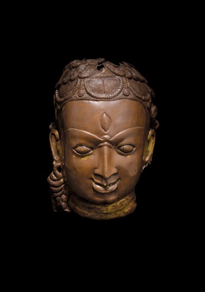 Máscara repousse de Shiva, século XI (cobre) de School Nepalese