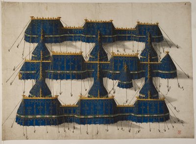 Desenho para um pavilhão real em azul e dourado, c.1520 (velino) de School Netherlandish