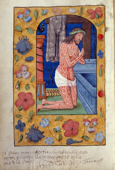 Reis 9 f.231v Cristo ajoelha-se junto a um túmulo aberto (vellum) de School Netherlandish