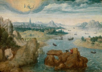 São João sobre Patmos (óleo sobre painel) de School Netherlandish