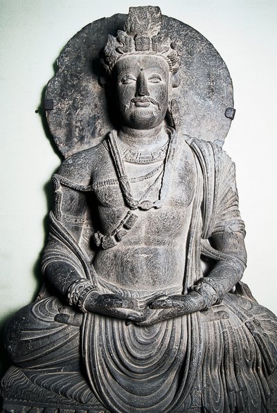 Escultura de pedra representando Buda, arte de Gandhara, Peshawar, Paquistão, de School Pakistani