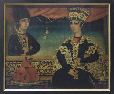 Um príncipe Qajar, possivelmente de Mohammad Sadgeh (óleo sobre tela) de School Qajar