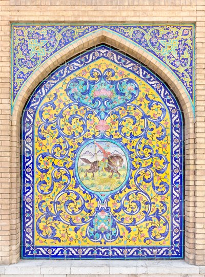 Azulejaria no Palácio Golestan, Teerão, Irão (foto) de School Qajar