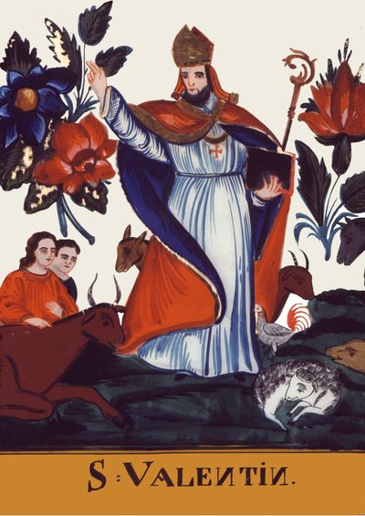 Dia de São Valentim. Dia de São Valentim. (Pintura em vidro, 2ª metade do século XIX) de School Romanian