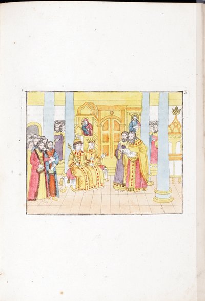 A cerimónia de casamento de Michael I da Rússia (Michael Fyodorovich Romanov) de School Russian