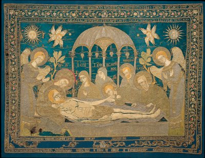 The Entombment - Bordado de lã de um autor russo anónimo de School Russian