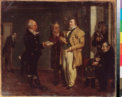 Príncipe Vasily Khovansky (1755-1830) e um brincalhão. Pintura de um mestre russo, óleo sobre tela, início do século XIX. Galeria Estatal Tretyakov, Moscou. de School Russian