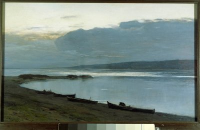 Uma noite no Volga. Pintura anónima. de School Russian