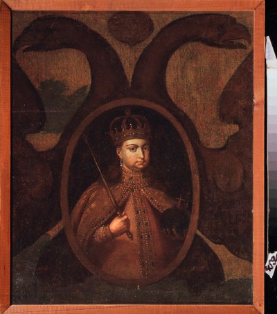 Retrato da regente Sophie Alexeievna Romanova (1657-1704). Pintura de um mestre russo, óleo sobre tela, por volta de 1680 Antiga arte tradicional russa de School Russian