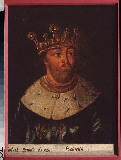 Retrato do czar Boris Fedorovitch Godunov da Rússia (1552-1605). Pintura de um mestre russo, óleo sobre tela de School Russian