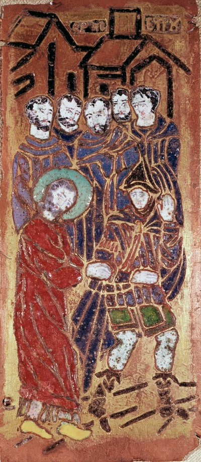Arte russa: a subida ao calvário de Cristo (carregando a cruz ou caminho da cruz) de School Russian