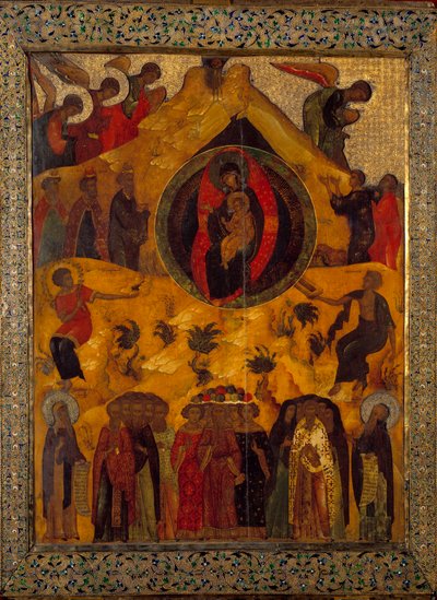 A Assembleia do Ícone da Virgem Russa de 1560. Rússia, Mosteiro Solonsky de School Russian