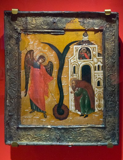 "O Milagre do Arcanjo Miguel em Chonae" Século XVII (têmpera sobre madeira) de School Russian