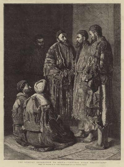 A Expedição Russa a Khiva, "Políticos da Ásia Central" (gravura) de School Russian