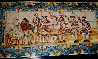 Azulejos com trompetises e um baterista (cerâmica) de School Spanish