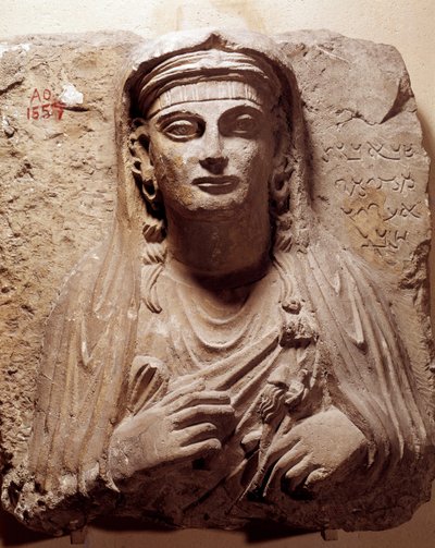 Antiguidade oriental: busto sepulcral de Saba. De Palmyra. Século II-3º. Paris, Museu do Louvre. de School Syrian