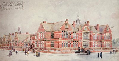 Marlborough Road Board Schools, Cardiff, início do século XX (cor litho) de School Welsh