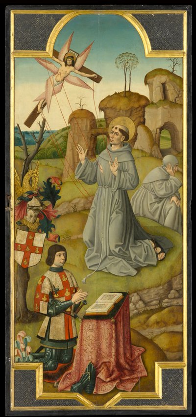 São Francisco a receber os estigmas; (verso) Cristo no Jardim do Getsémani, cerca de 1470 (óleo sobre painel) de School of Amiens