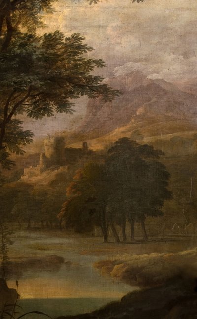 Paisagem com castelo à distância, 1725. de School of Jacques Rousseau