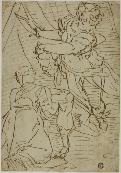 Judite com a cabeça de Holofernes de School of Luca Cambiaso