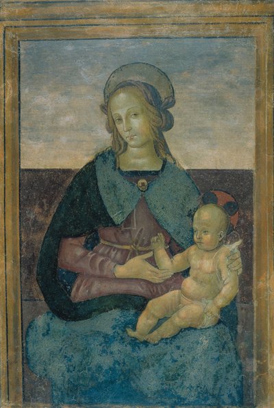 Virgem e o Menino de School of Perugino