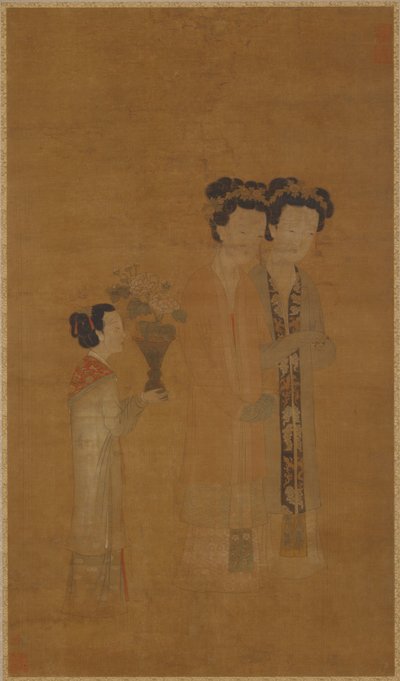 Senhoras e atendentes da corte, dinastia Ming, século XVI. de School of Tang Yin