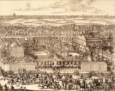 Bairro alemão Nemetskaya sloboda na parte direita de Moscou, 1705 de Schoonebeek
